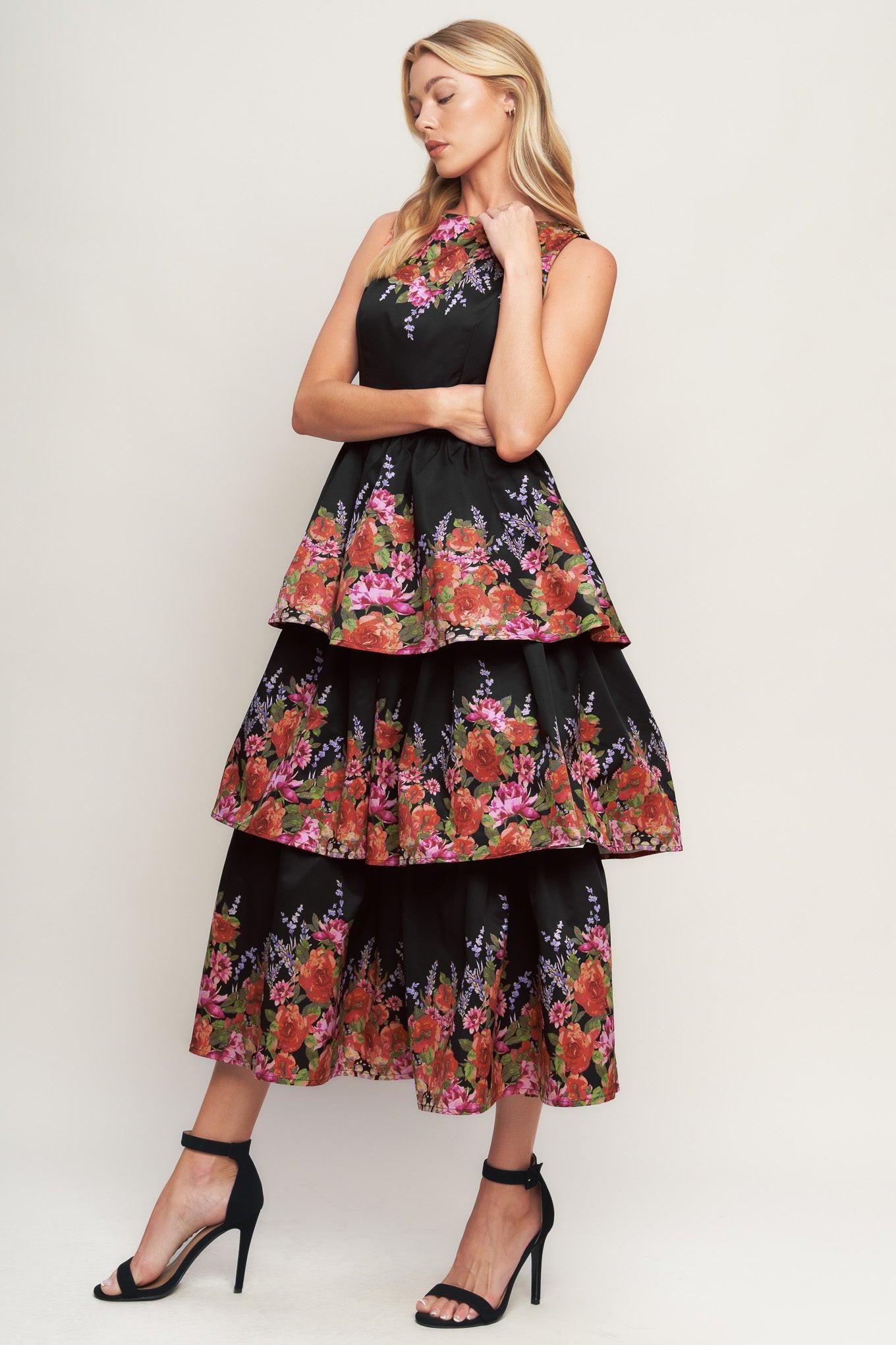 THE BOTANICAL BALLGOWN WOVEN MIDI DRESS Flying Tomato