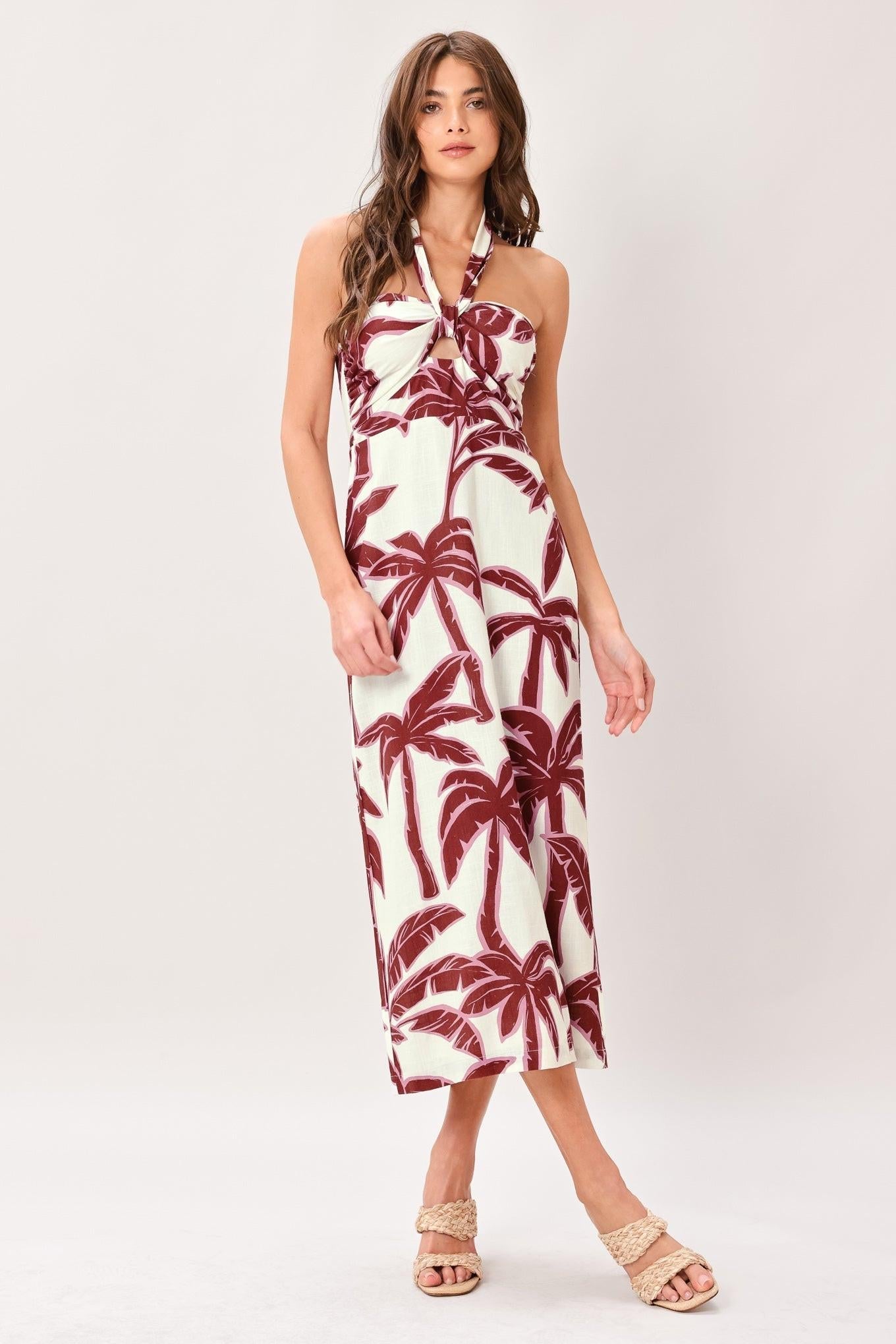 PALM SIREN WOVEN MIDI DRESS Flying Tomato