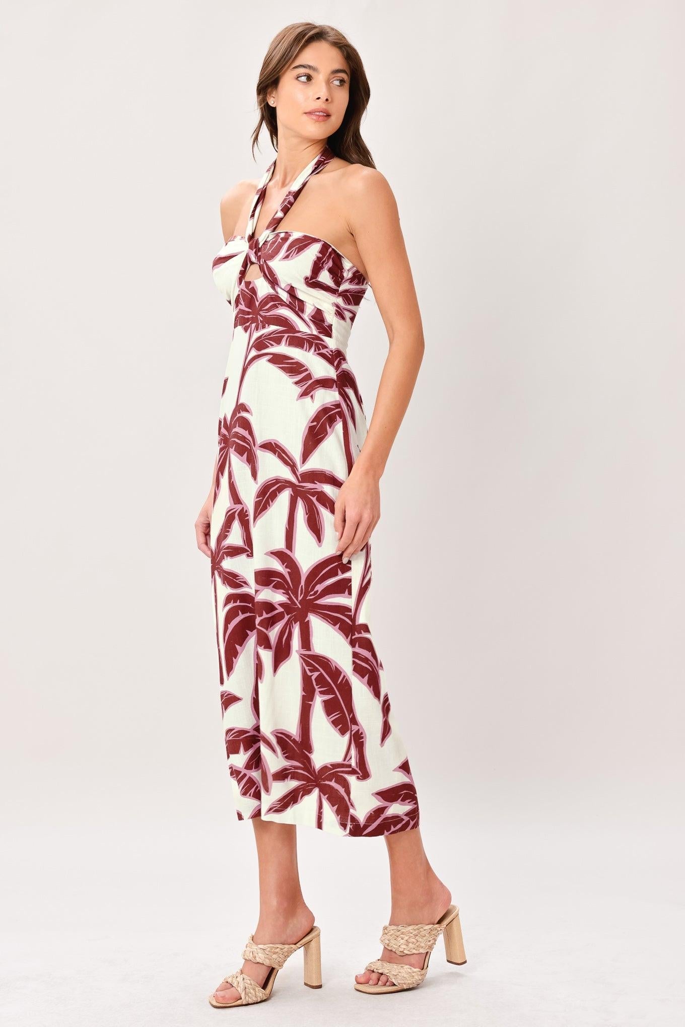 PALM SIREN WOVEN MIDI DRESS Flying Tomato