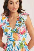 PINEAPPLE PARADISE WOVEN MAXI DRESS Flying Tomato