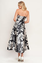 ELEGANT BLOOM SWIRL WOVEN MIDI DRESS Flying Tomato