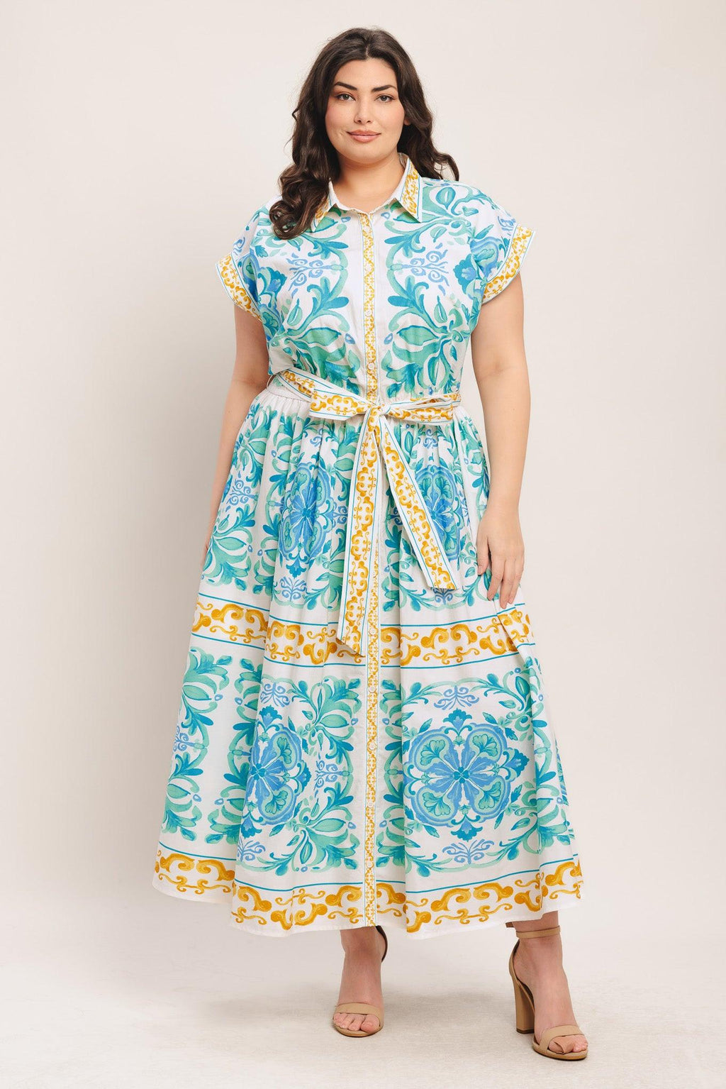 BLUE REGALIA WOVEN MIDI DRESS Flying Tomato