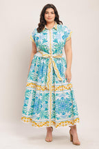 BLUE REGALIA WOVEN MIDI DRESS Flying Tomato