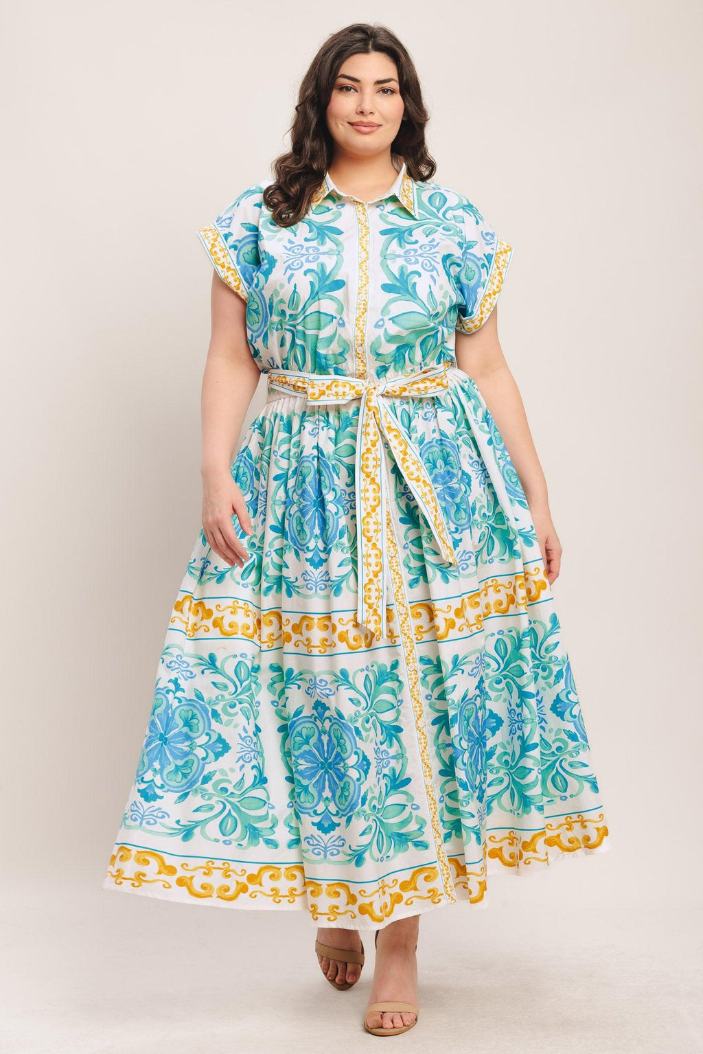 BLUE REGALIA WOVEN MIDI DRESS Flying Tomato
