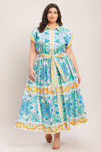BLUE REGALIA WOVEN MIDI DRESS Flying Tomato