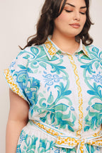 BLUE REGALIA WOVEN MIDI DRESS Flying Tomato