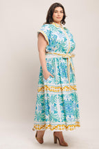BLUE REGALIA WOVEN MIDI DRESS Flying Tomato