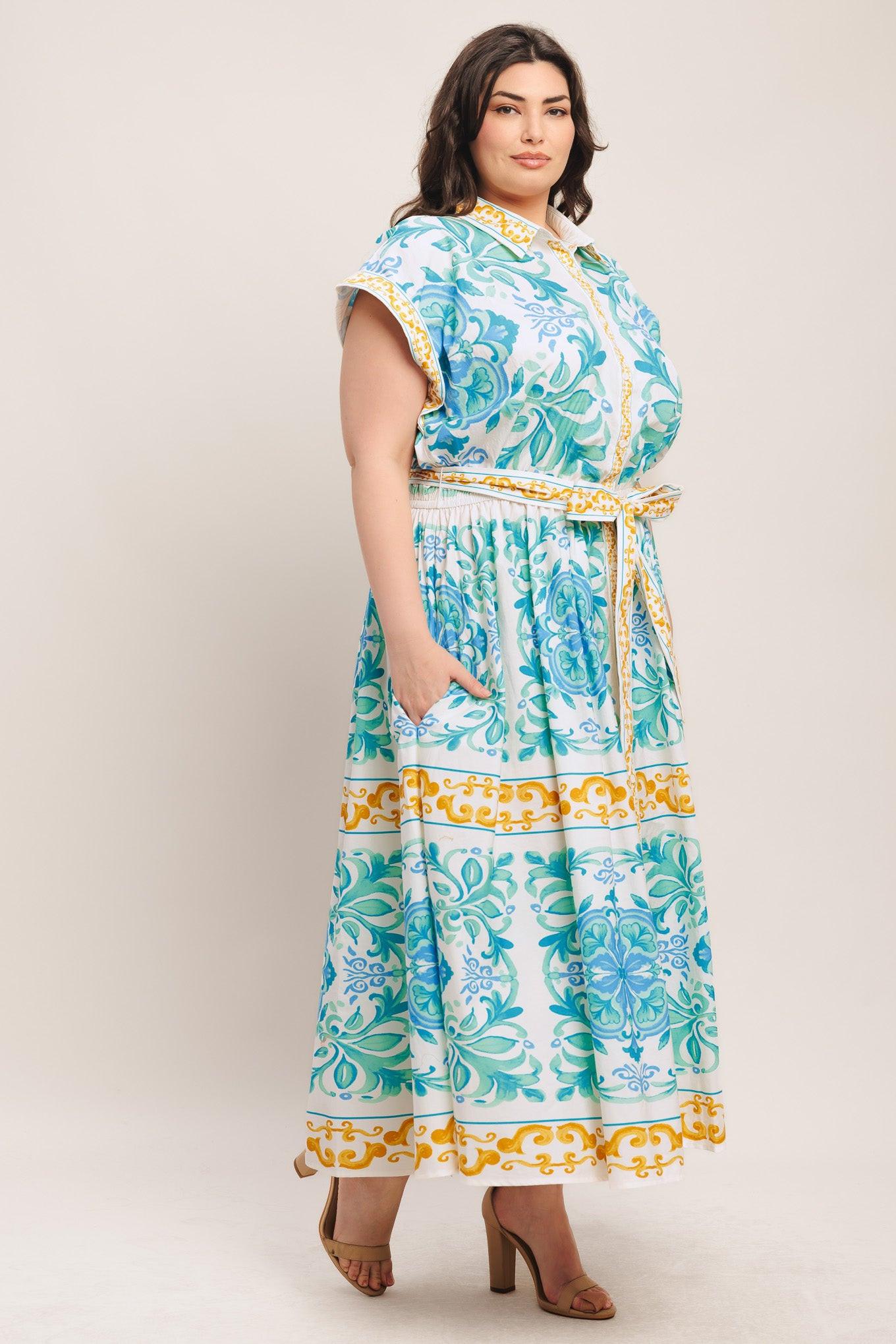 BLUE REGALIA WOVEN MIDI DRESS Flying Tomato