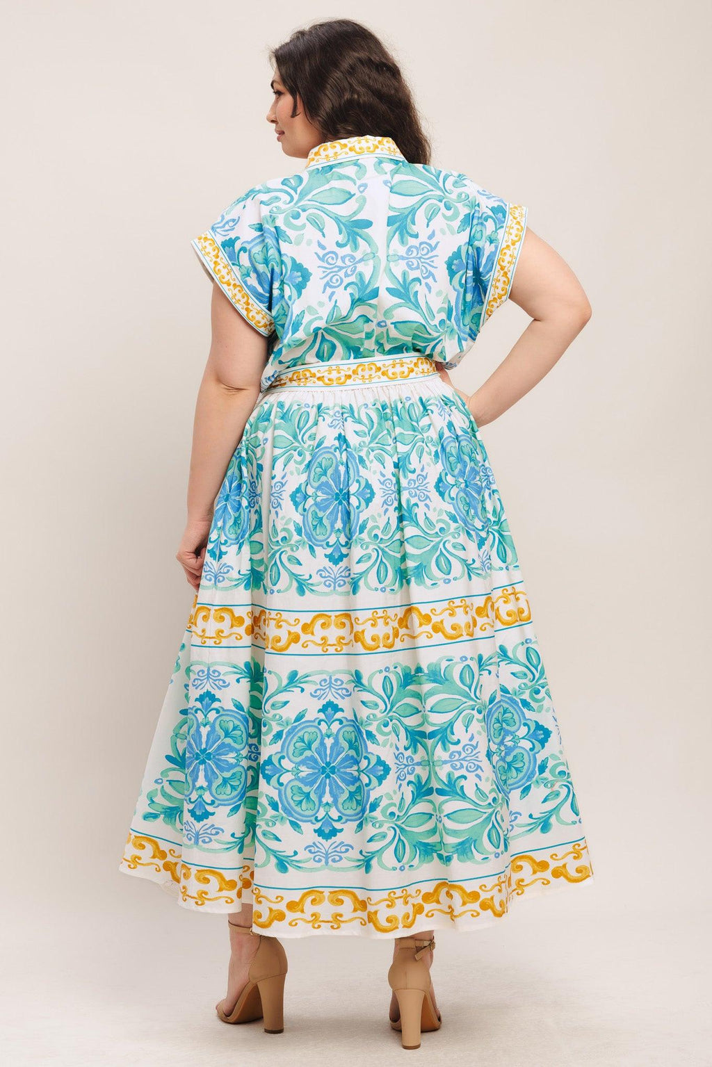BLUE REGALIA WOVEN MIDI DRESS Flying Tomato