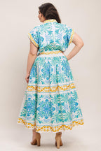 BLUE REGALIA WOVEN MIDI DRESS Flying Tomato