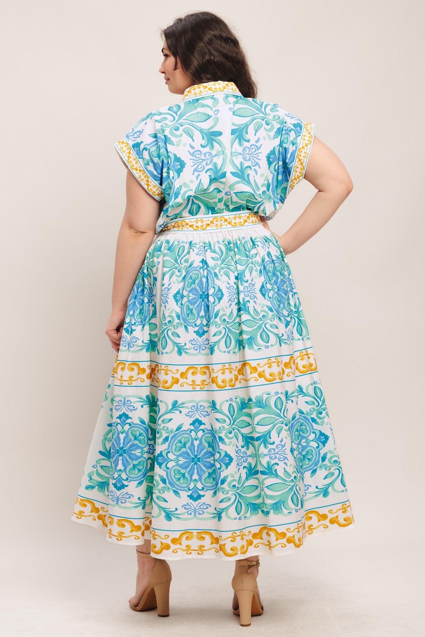 BLUE REGALIA WOVEN MIDI DRESS Flying Tomato