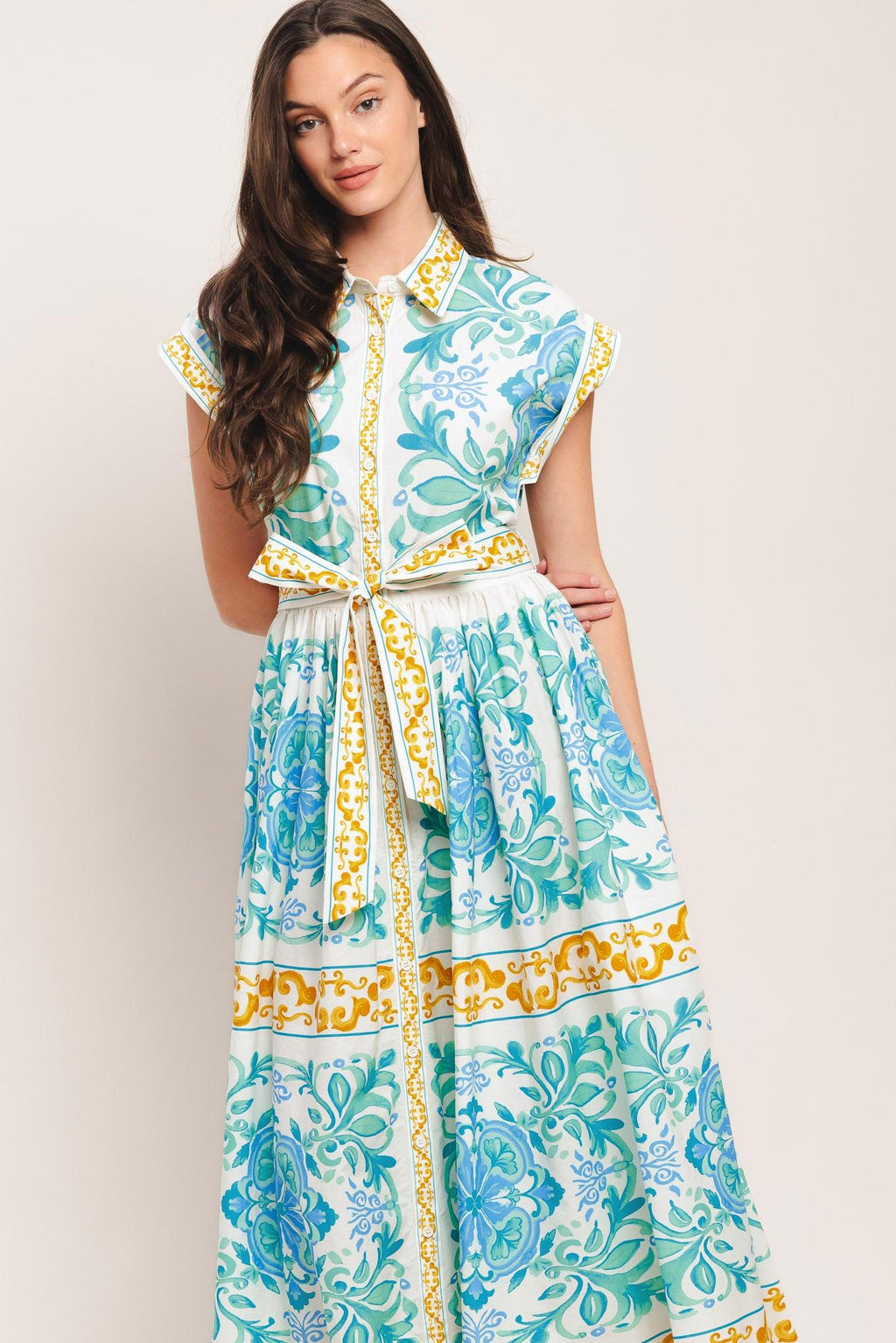 BLUE REGALIA WOVEN MIDI DRESS Flying Tomato