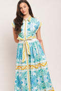 BLUE REGALIA WOVEN MIDI DRESS Flying Tomato