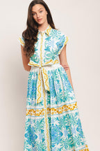 BLUE REGALIA WOVEN MIDI DRESS Flying Tomato