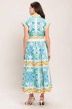 BLUE REGALIA WOVEN MIDI DRESS Flying Tomato