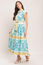 BLUE REGALIA WOVEN MIDI DRESS Flying Tomato