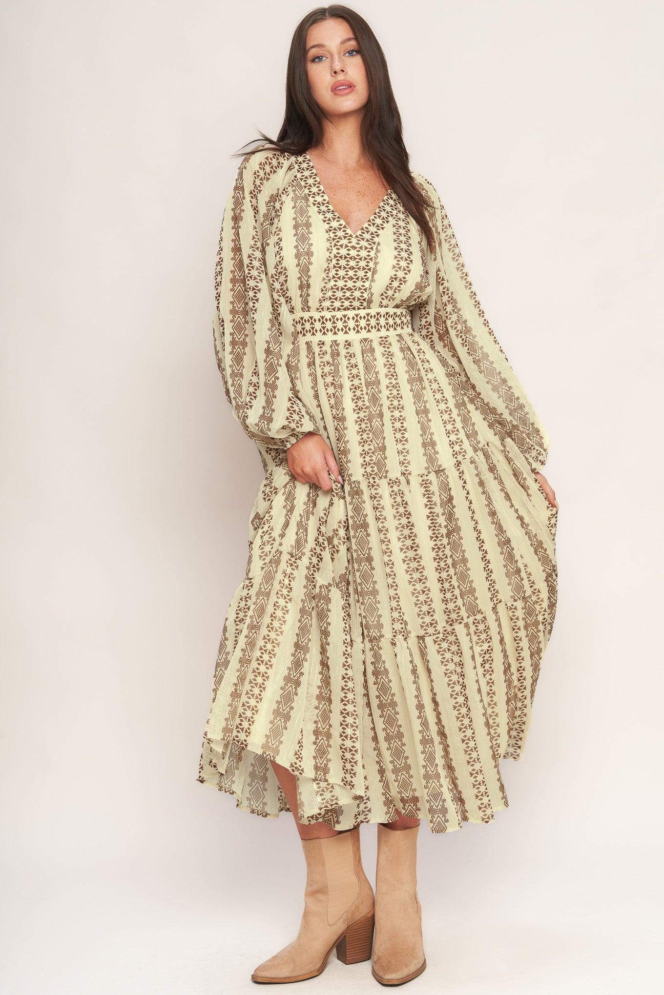 TRIBAL WHISPER WOVEN MIDI DRESS Flying Tomato