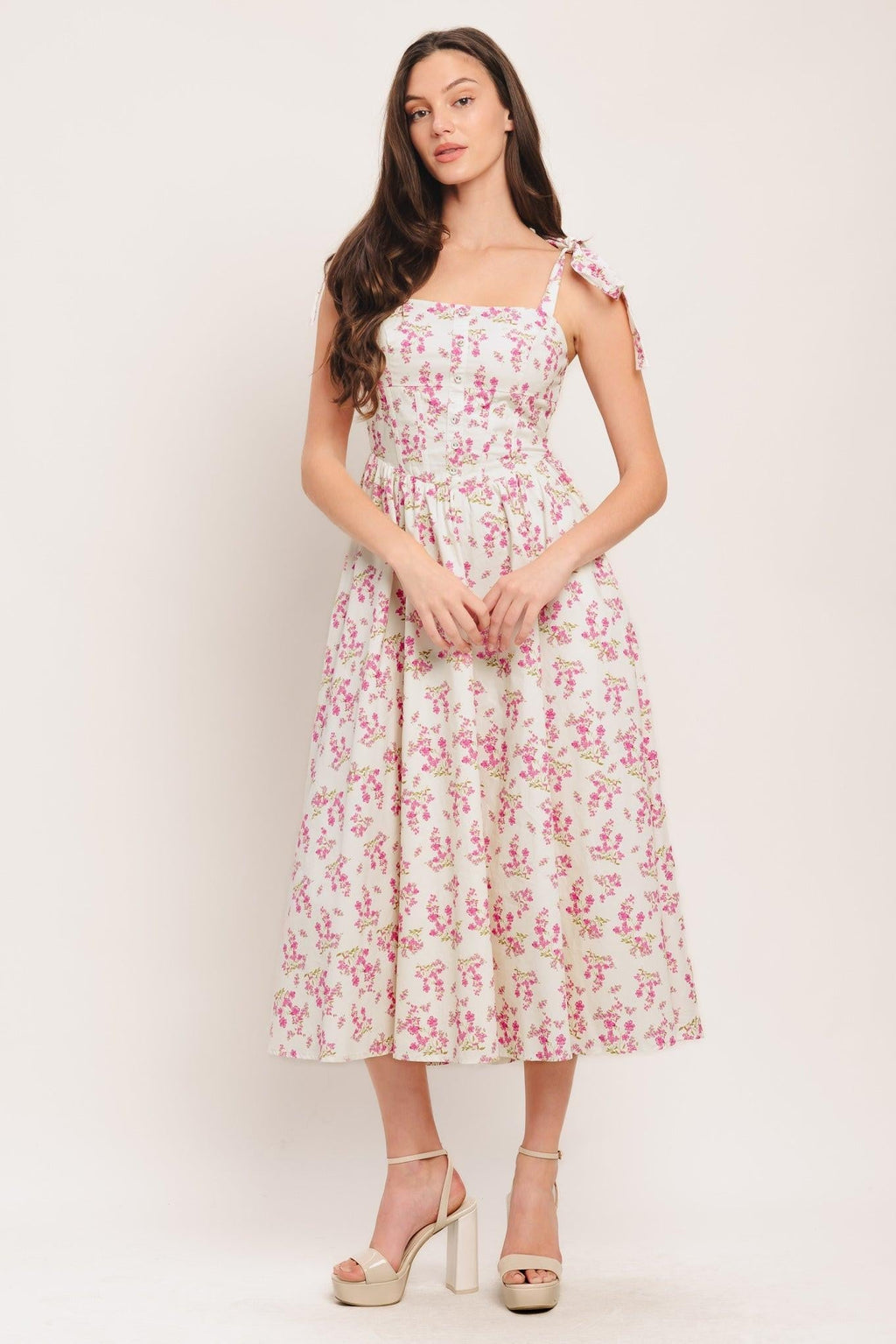 PETALS & PROMISES WOVEN MIDI DRESS Flying Tomato
