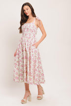 PETALS & PROMISES WOVEN MIDI DRESS Flying Tomato