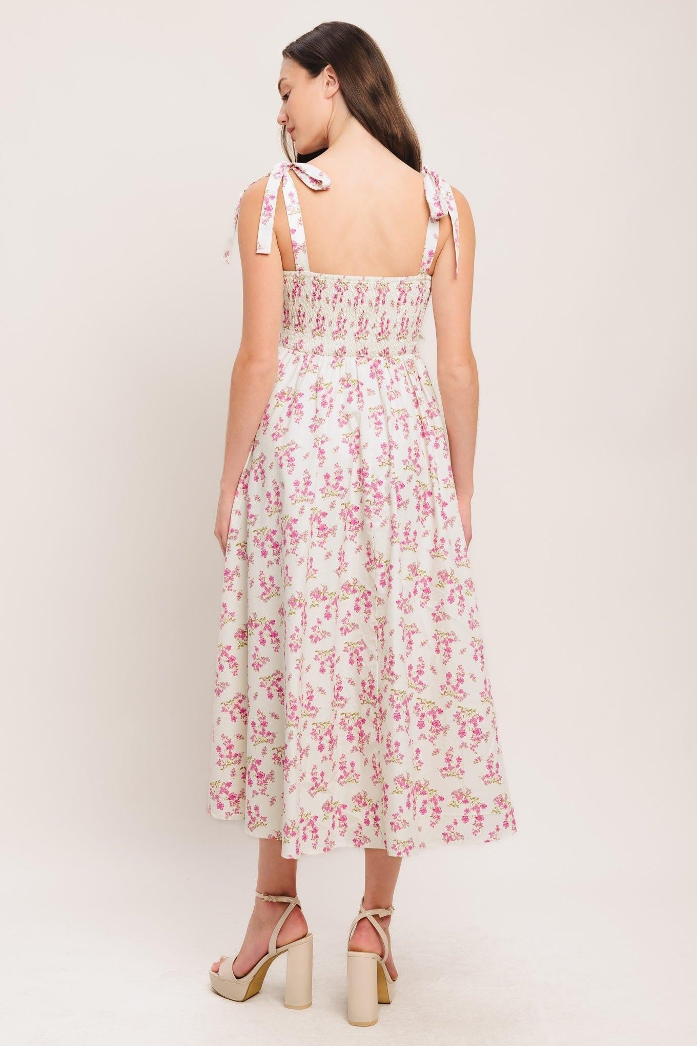 PETALS & PROMISES WOVEN MIDI DRESS Flying Tomato