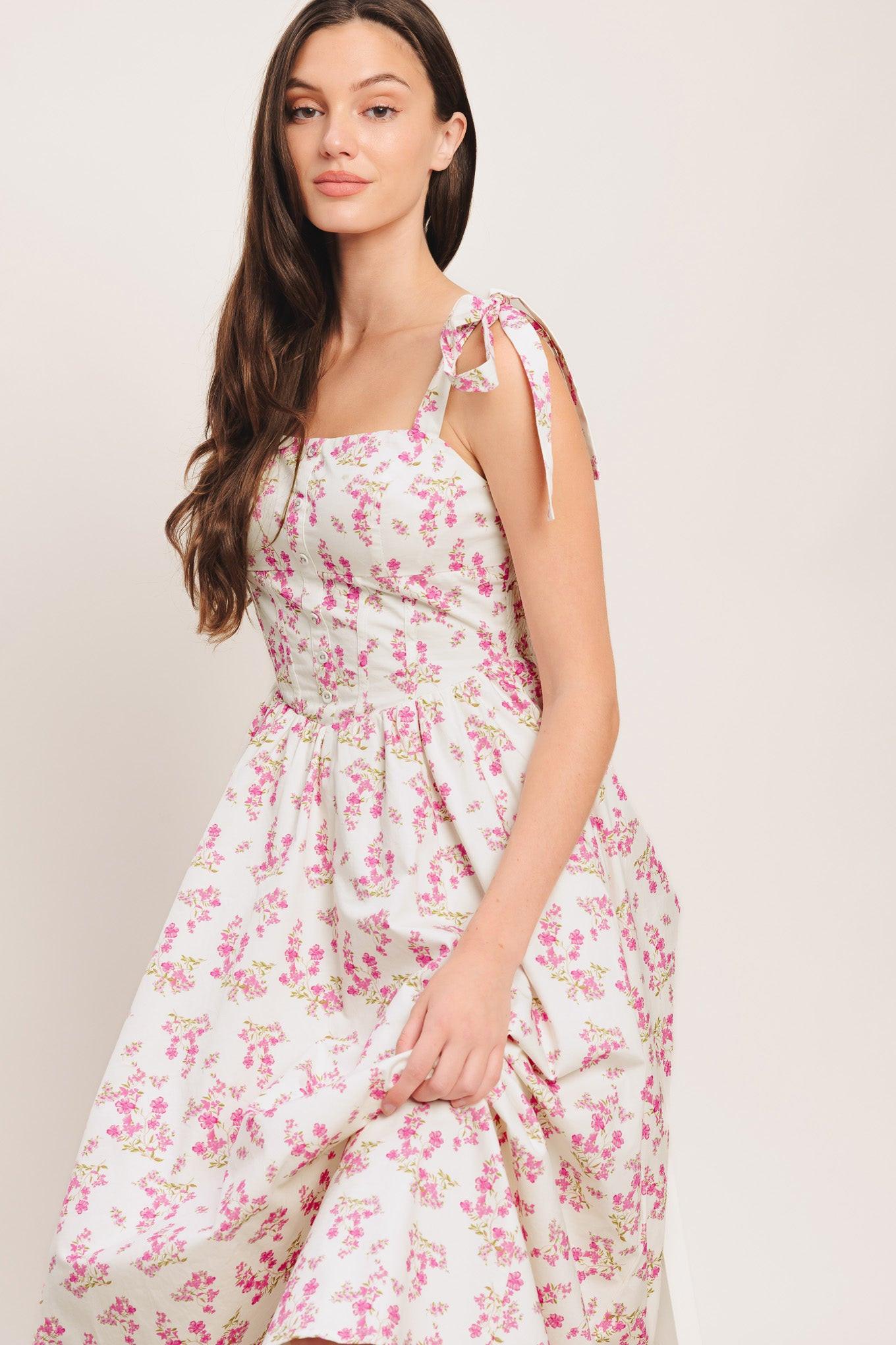 PETALS & PROMISES WOVEN MIDI DRESS Flying Tomato