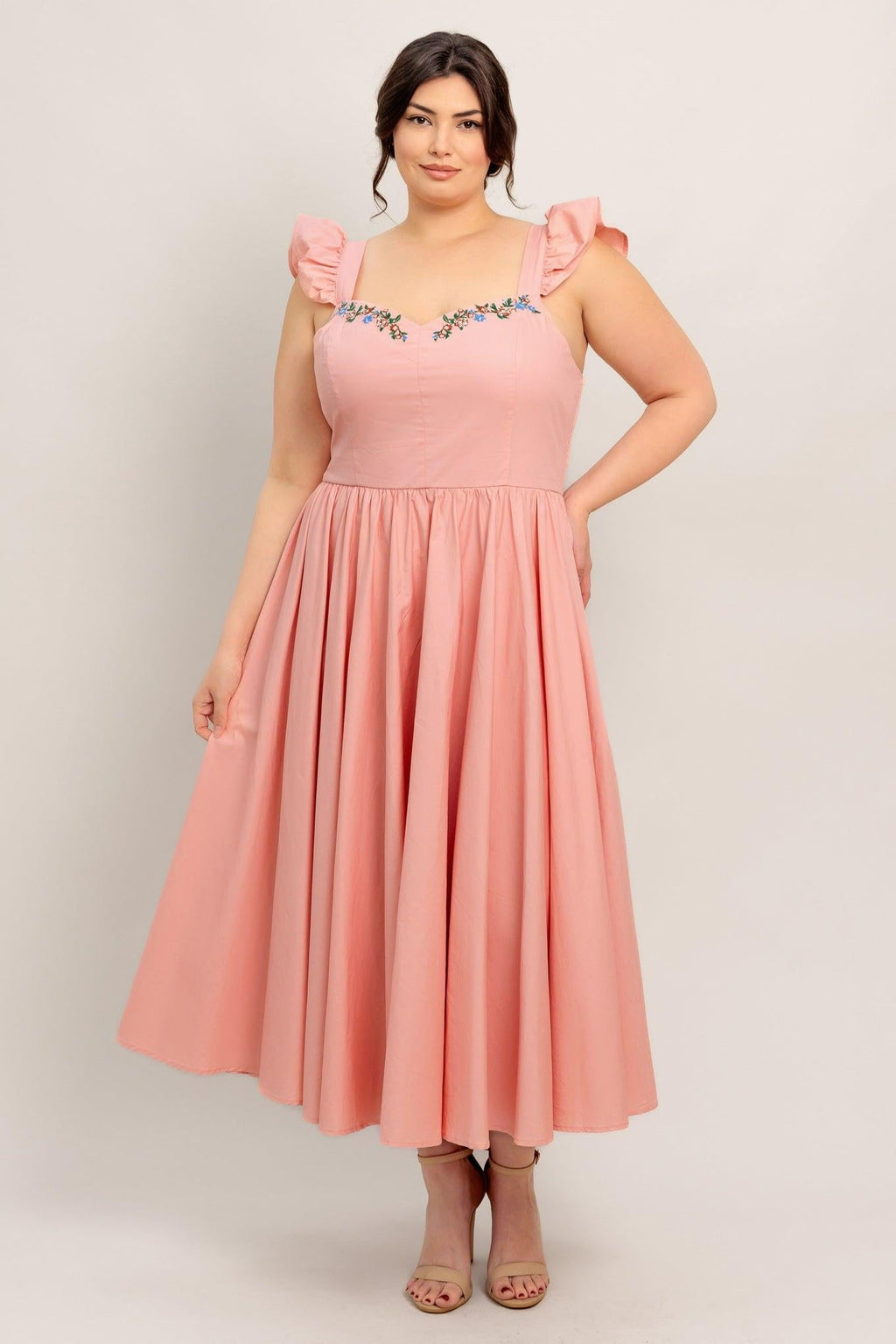 BLUSHED WITH LOVE WOVEN MIDI DRESS Flying Tomato