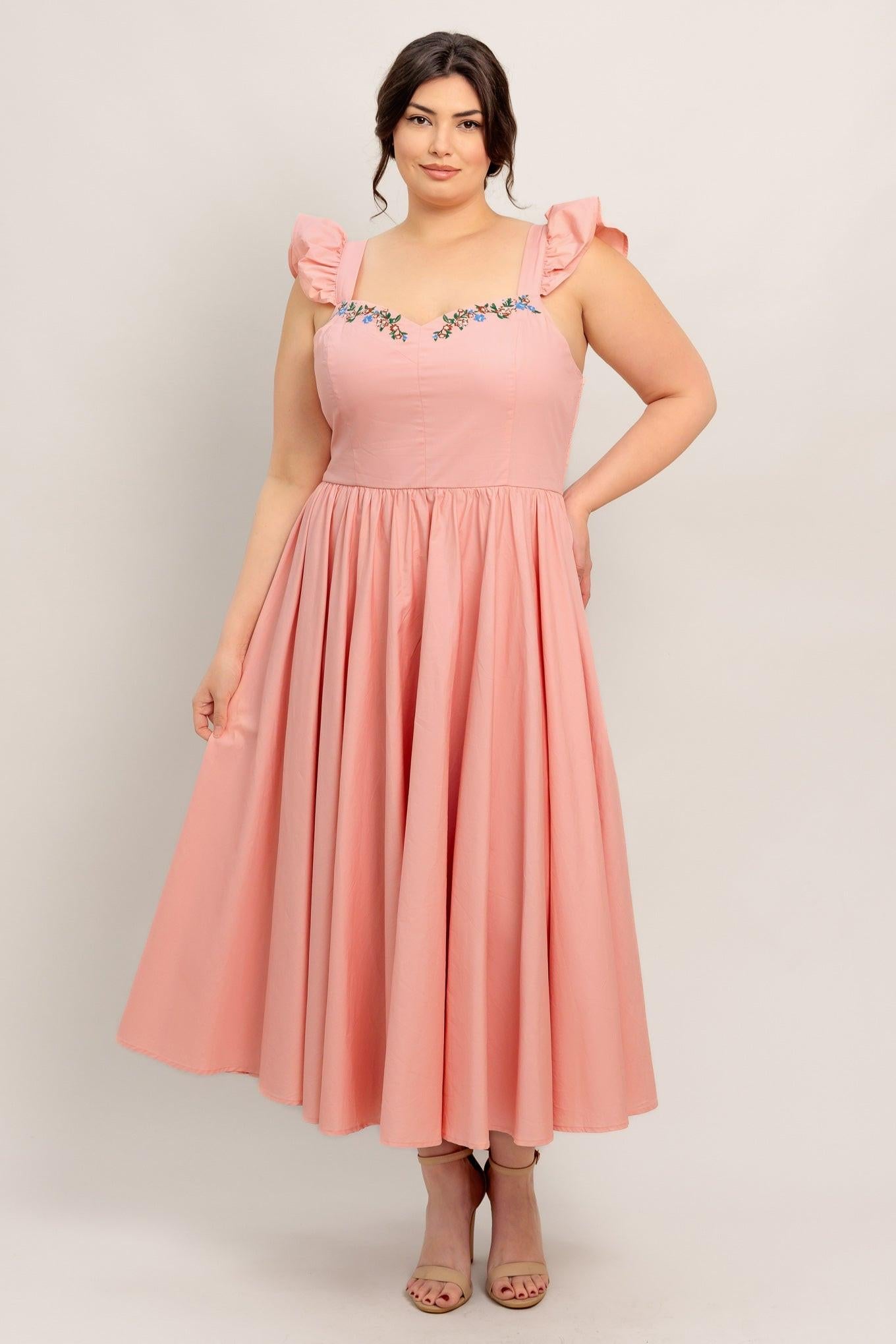 BLUSHED WITH LOVE WOVEN MIDI DRESS Flying Tomato
