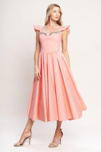 BLUSHED WITH LOVE WOVEN MIDI DRESS Flying Tomato