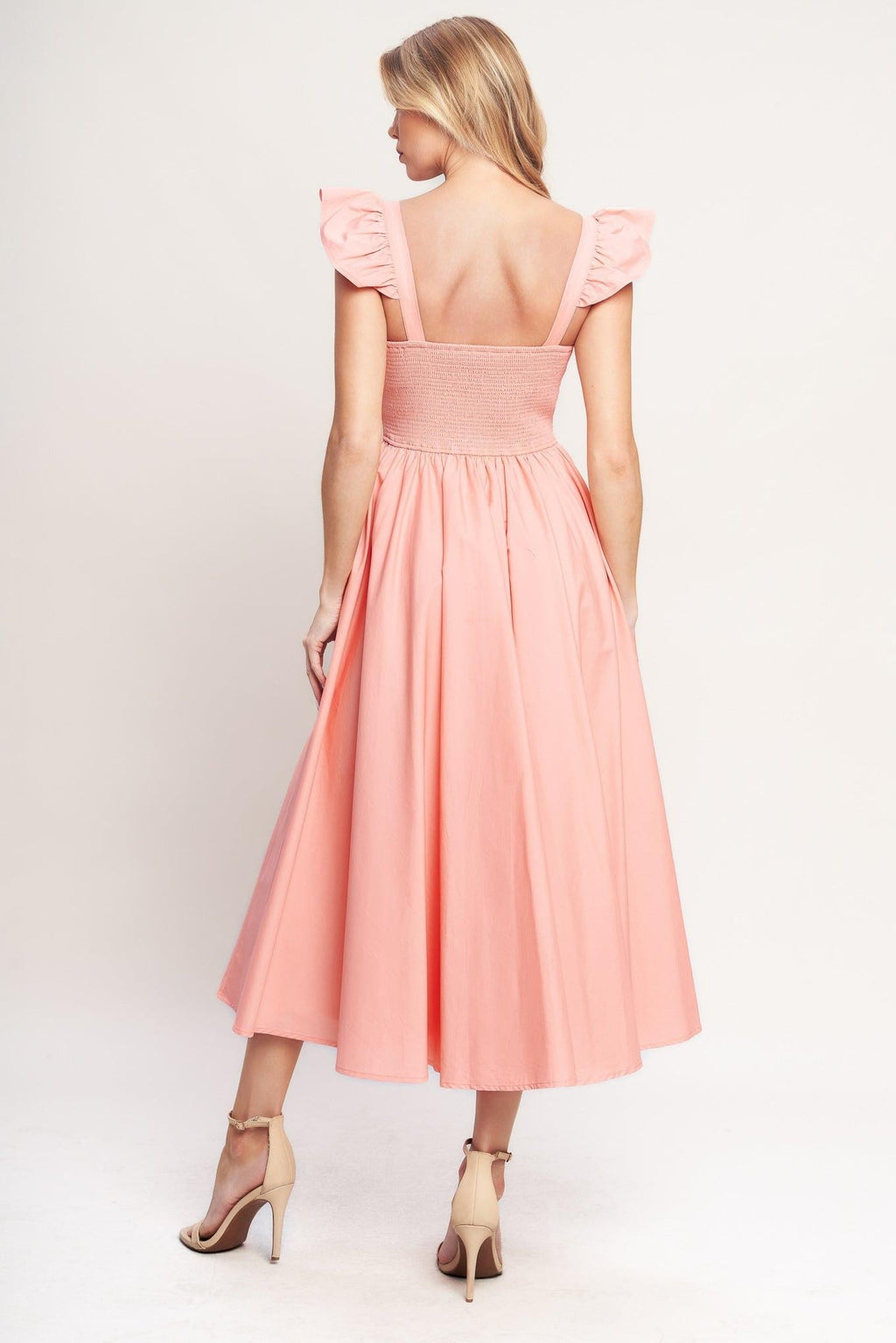 BLUSHED WITH LOVE WOVEN MIDI DRESS Flying Tomato