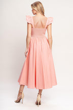 BLUSHED WITH LOVE WOVEN MIDI DRESS Flying Tomato