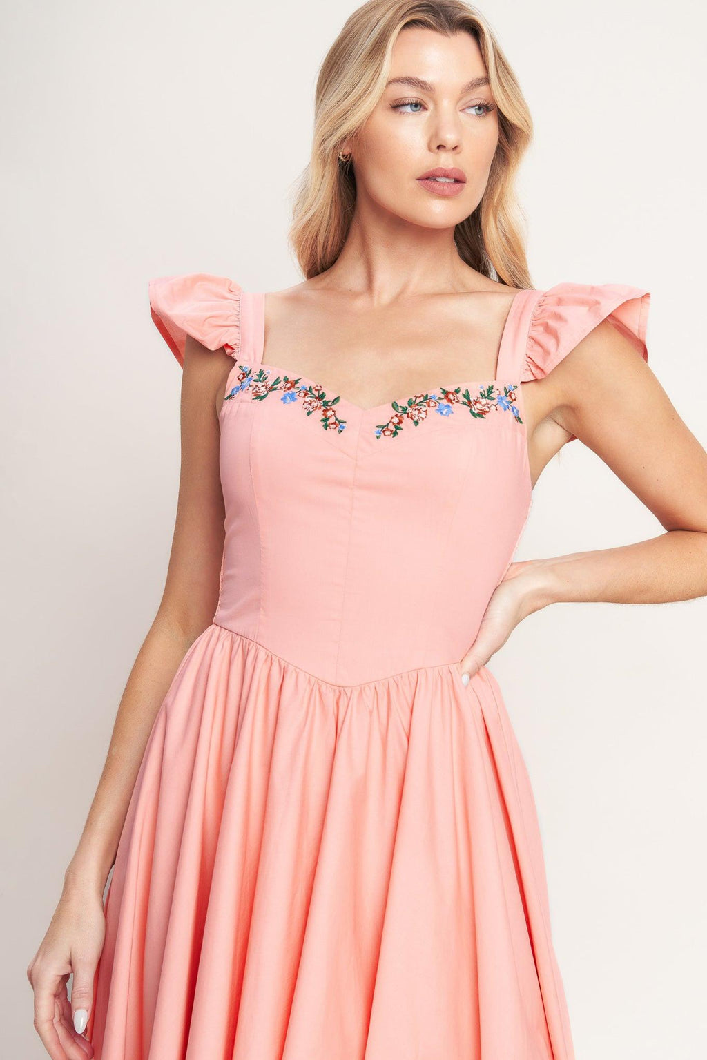 BLUSHED WITH LOVE WOVEN MIDI DRESS Flying Tomato