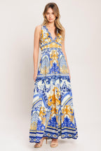 AZURE PALAZZO WOVEN MAXI DRESS Flying Tomato