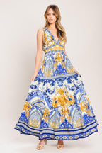 AZURE PALAZZO WOVEN MAXI DRESS Flying Tomato