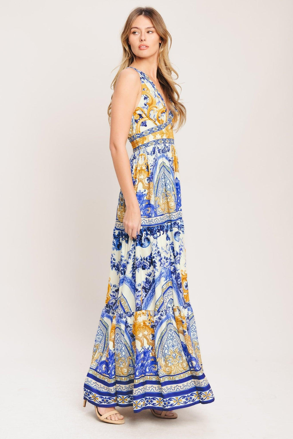 AZURE PALAZZO WOVEN MAXI DRESS Flying Tomato