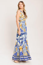 AZURE PALAZZO WOVEN MAXI DRESS Flying Tomato