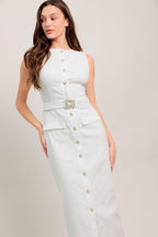 ROUGE ROMANCE TWILL MIDI DRESS Flying Tomato