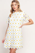 DAISIES AND DAYDREAMS WOVEN LACE MINI DRESS Flying Tomato