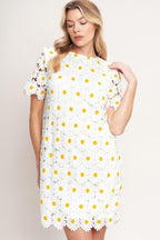 DAISIES AND DAYDREAMS WOVEN LACE MINI DRESS Flying Tomato
