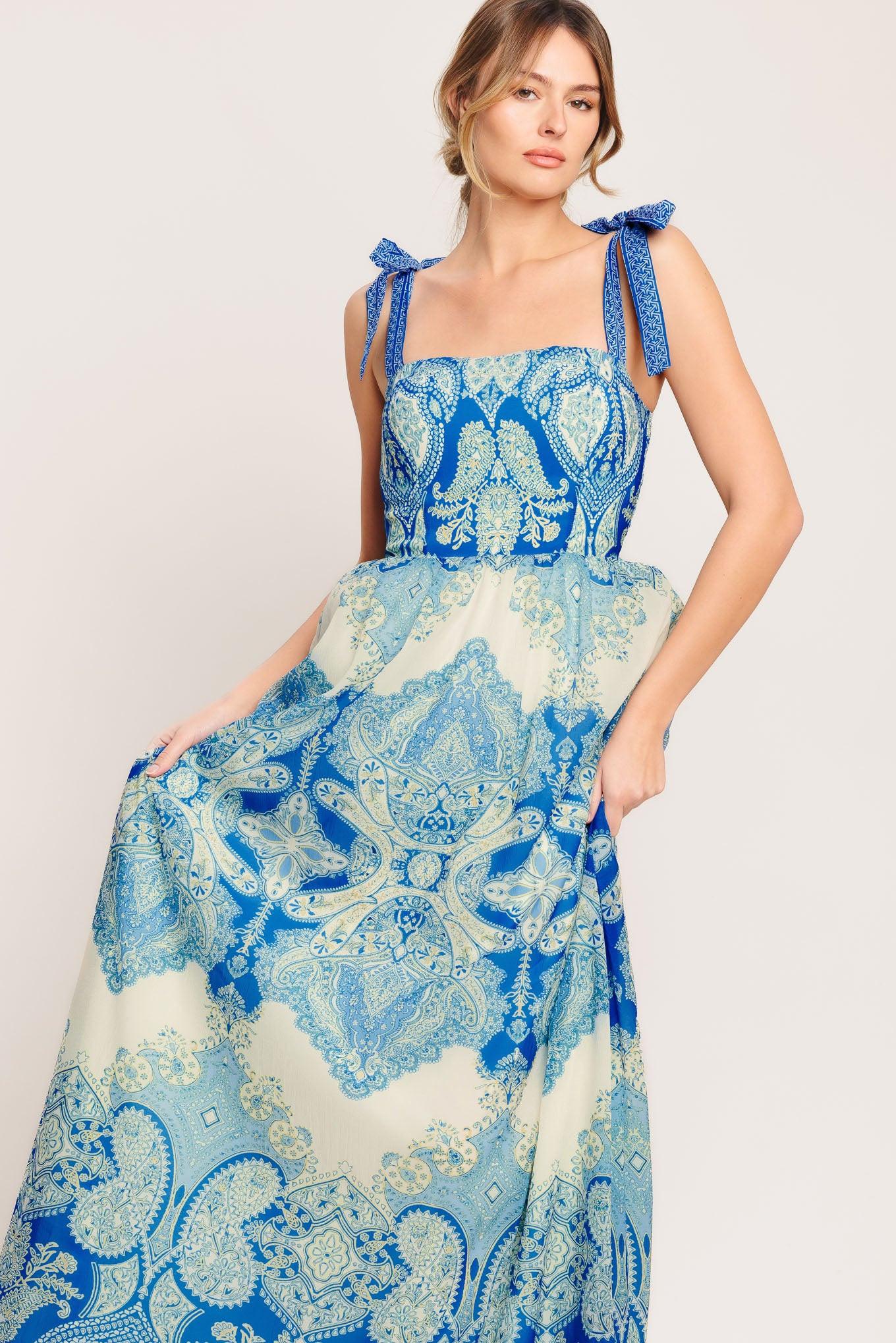 OCEAN TAPESTRY WOVEN MAXI DRESS Flying Tomato