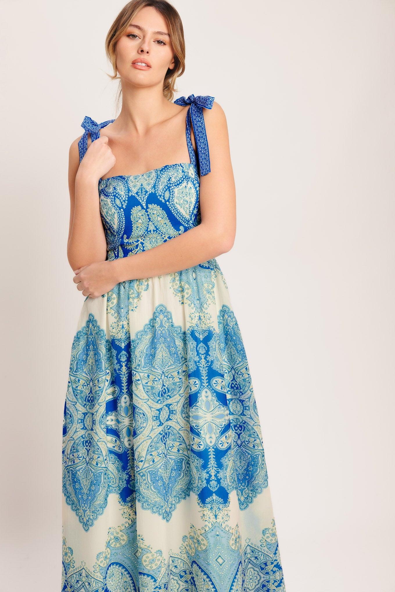 OCEAN TAPESTRY WOVEN MAXI DRESS Flying Tomato