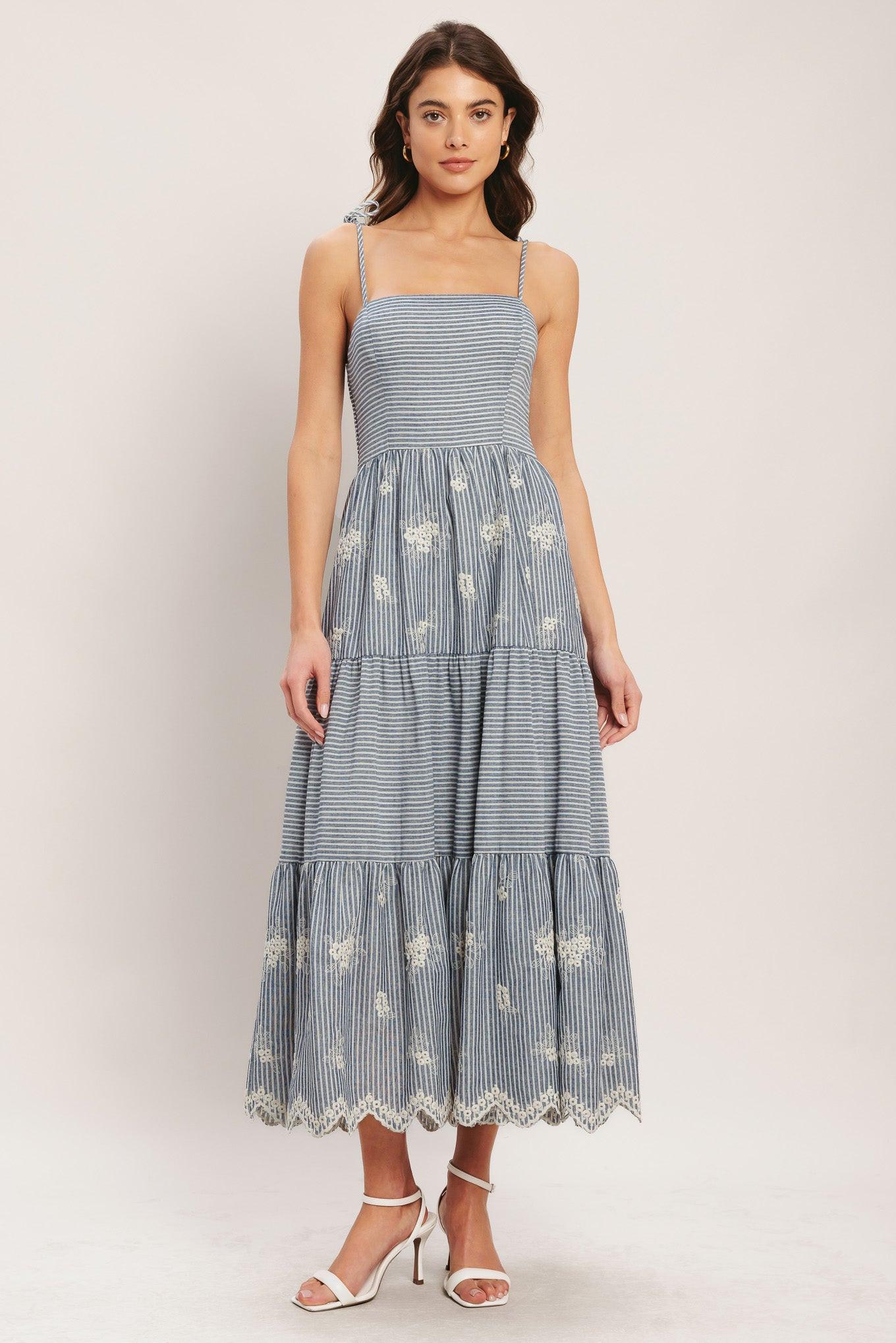 SALT AIR STRIPE WOVEN MIDI DRESS Flying Tomato