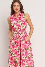 PINK PARADISE WOVEN MIDI DRESS Flying Tomato