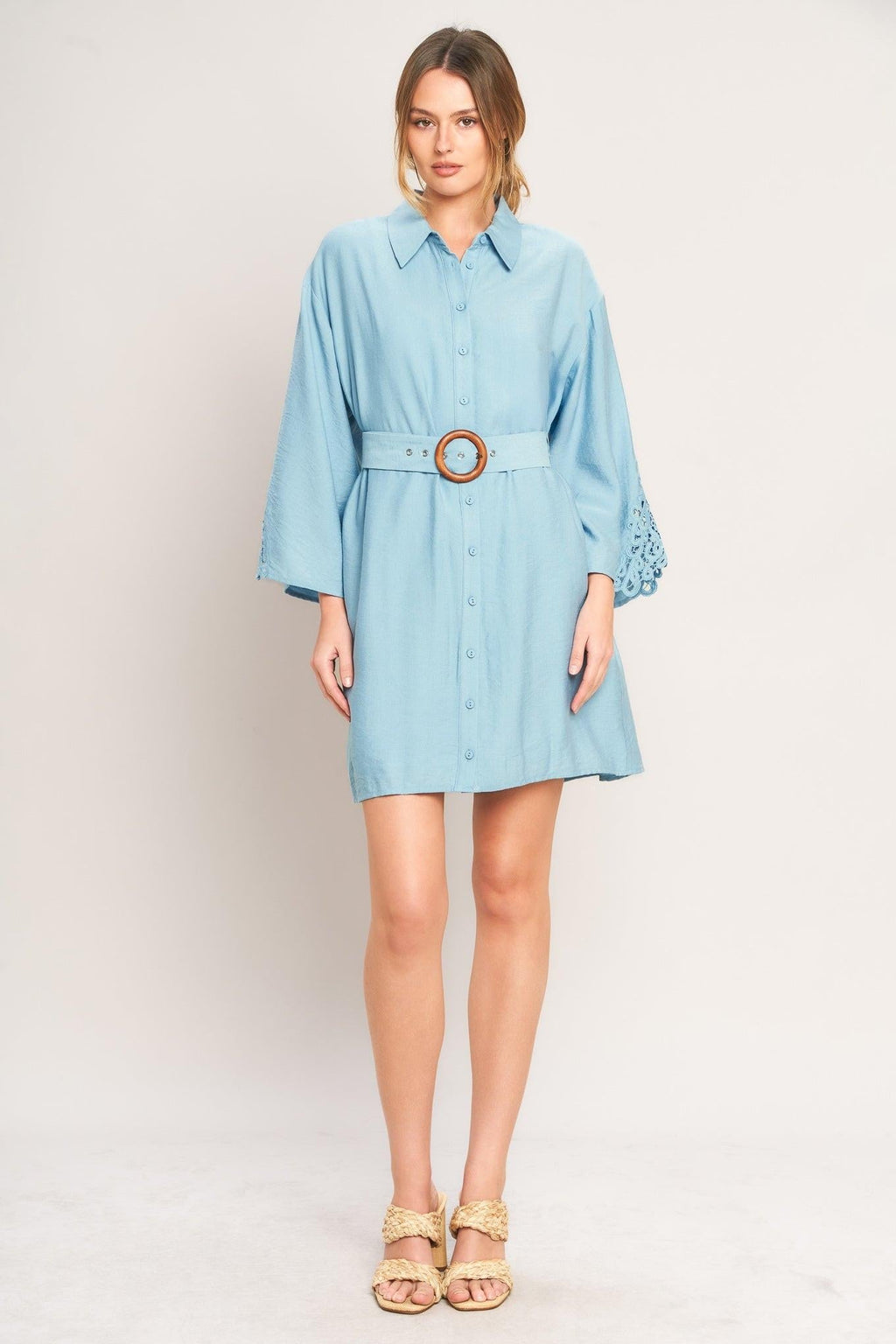 AZURE COAST WOVEN MINI DRESS Flying Tomato