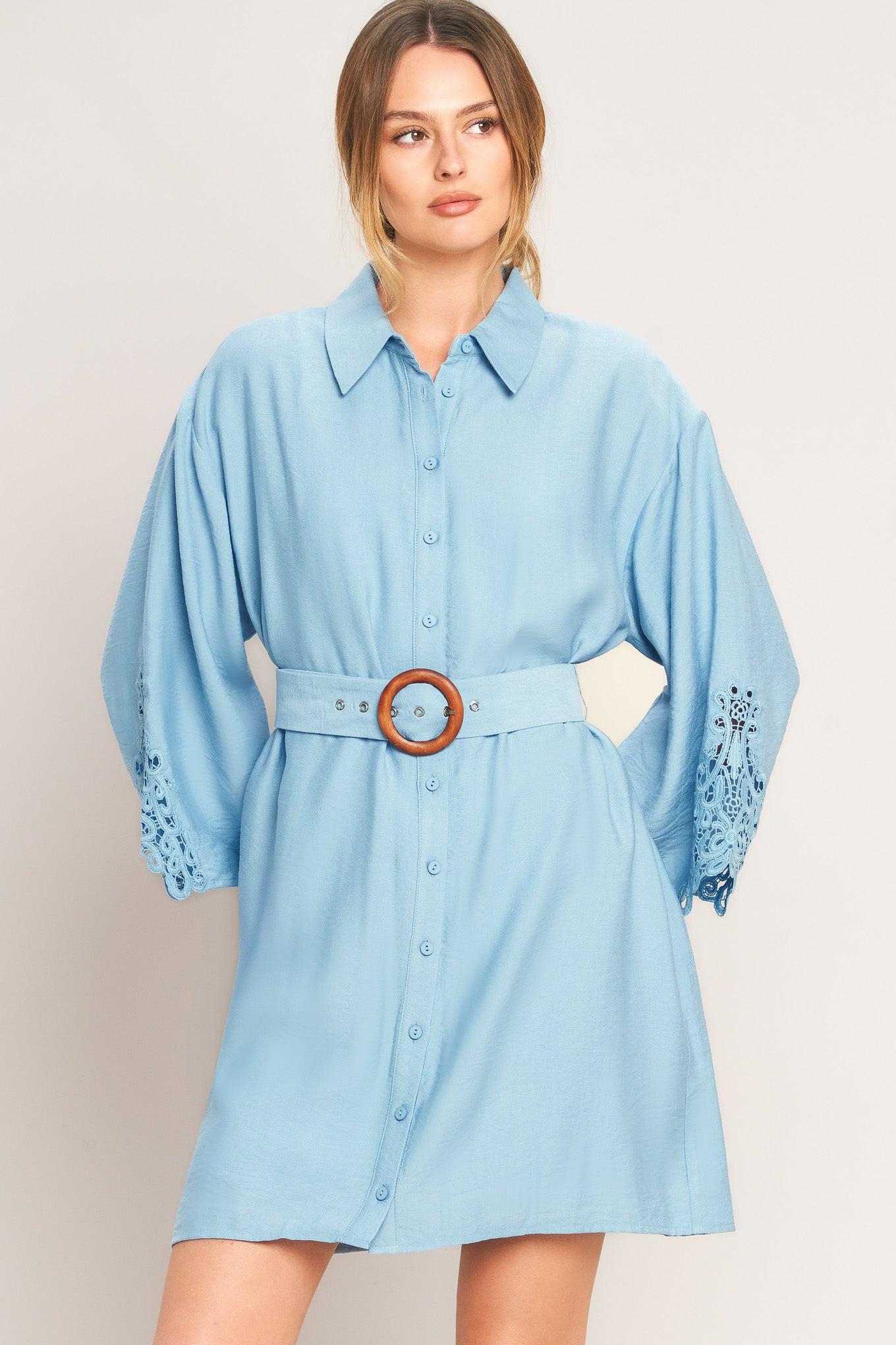 AZURE COAST WOVEN MINI DRESS Flying Tomato