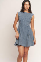 PERFECTLY PLANNED STRIPED DENIM MINI DRESS Flying Tomato