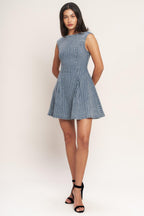 PERFECTLY PLANNED STRIPED DENIM MINI DRESS Flying Tomato