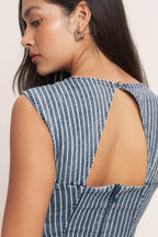PERFECTLY PLANNED STRIPED DENIM MINI DRESS Flying Tomato