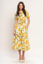 UPLIFTING PALETTE WOVEN MIDI DRESS Flying Tomato