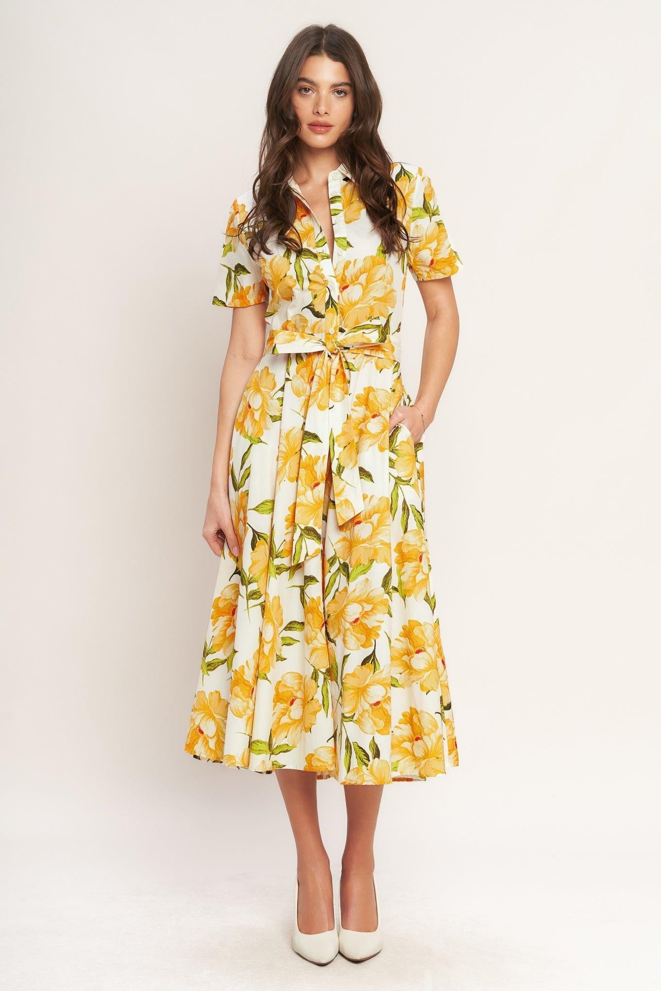 UPLIFTING PALETTE WOVEN MIDI DRESS Flying Tomato