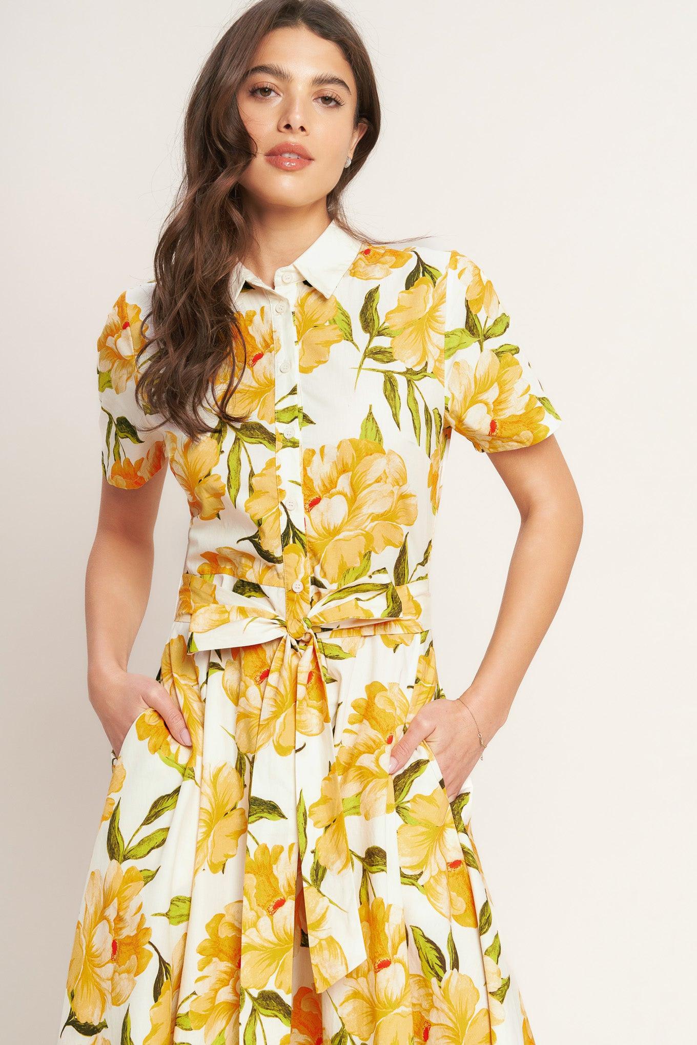 UPLIFTING PALETTE WOVEN MIDI DRESS Flying Tomato